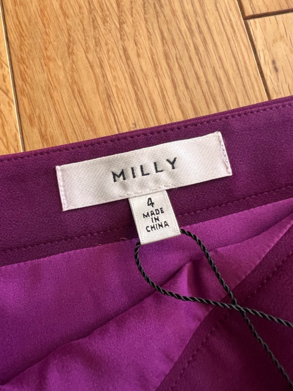 NEW Milly Ruffle‎ Pencil Skirt Purple Knee Length Lined Side Slit Womens Size 4 - Picture 7 of 8
